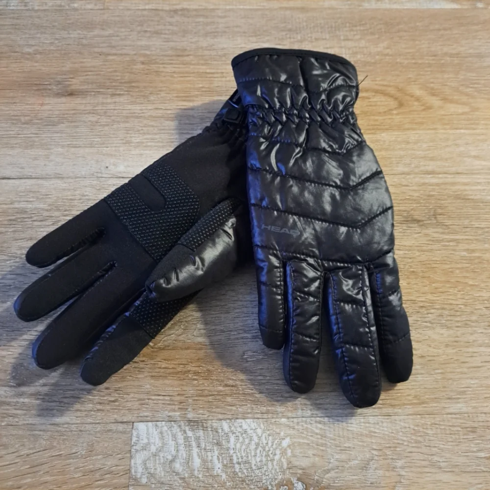 HEAD Black Winter Grip Two Fabric Isulated Women's Gloves Size Medium NWOT